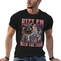 Rizz Em With The Tism Raccoon Meme Trash Panda Animal Meme  Summer-ready Fabric T-Shirt