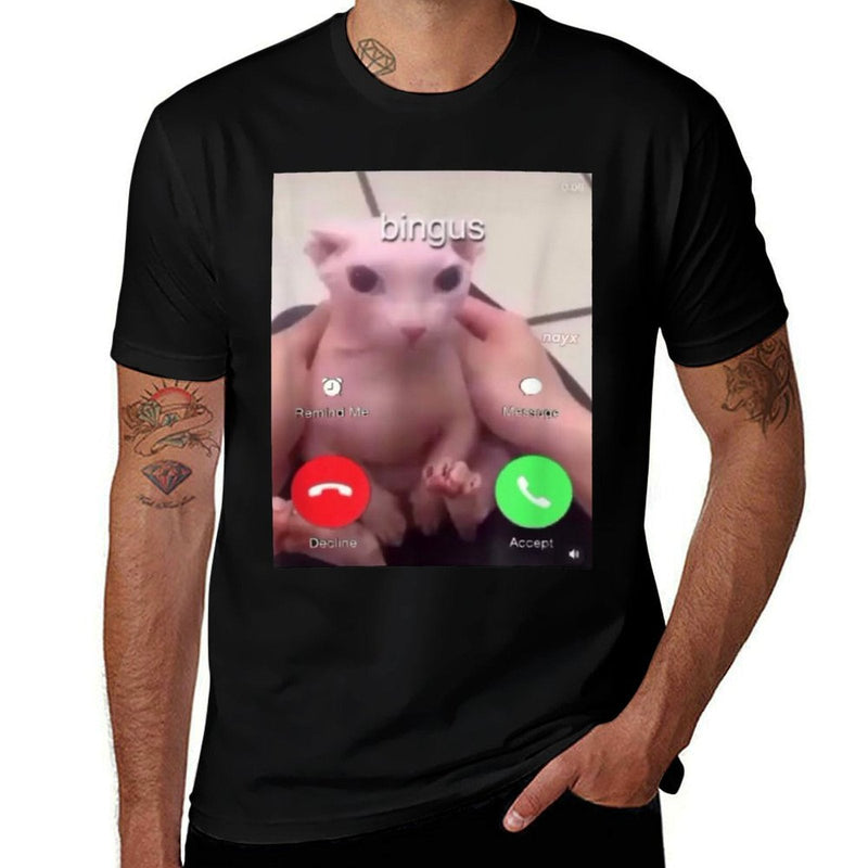 Bingus Is Calling Hairless Sphinx Cat Bingus Cat Meme  Relaxed-fit T-Shirt (Copy)