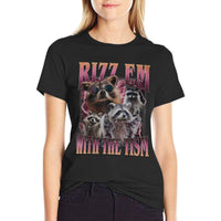 Rizz Em With The Tism Raccoon Meme Trash Panda Animal Meme  Summer-ready Fabric T-Shirt