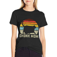 Chonk Cat Mom Scale Meme Funny Retro Style Mommy Cats Memes  High-quality Stitching T-Shirt
