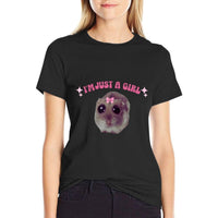 I'm Just A Girl Sad Hamster Meme  Oversized Silhouette T-Shirt