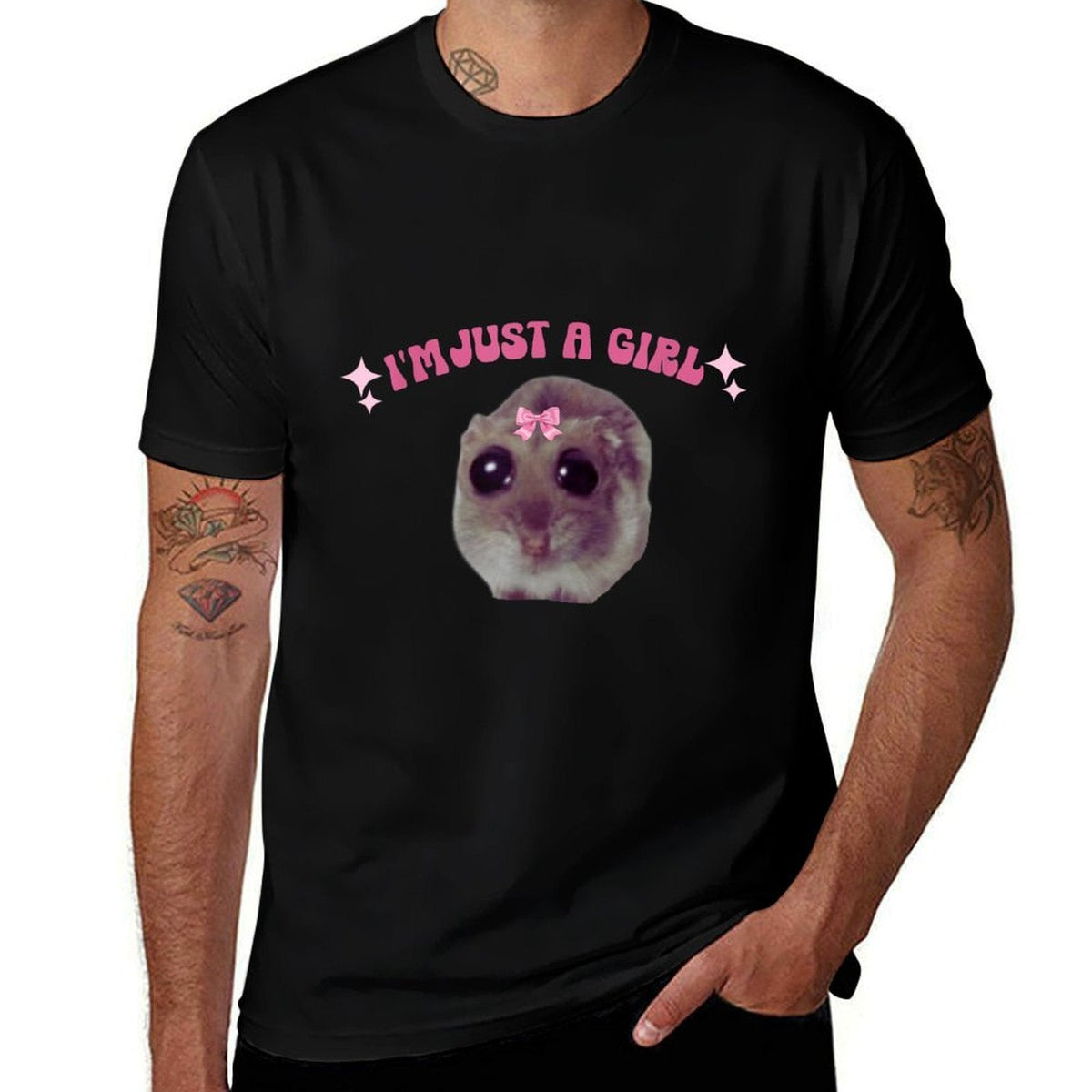I'm Just A Girl Sad Hamster Meme  Oversized Silhouette T-Shirt